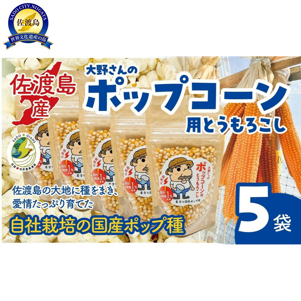 【ふるさと納税】佐渡島産 大野さんのポップコーン用とうもろこし（180g×5袋入） | 穀物 穀類 食品 人気 おすすめ 送料無料