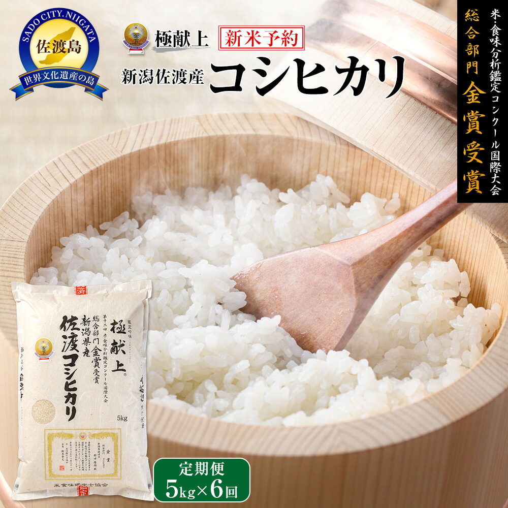 ふるさと納税】【新米・先行予約】5kg 新潟県佐渡産コシヒカリ5kg×6回 