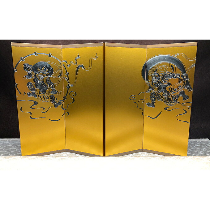 【ふるさと納税】風神雷神図屏風（金・黒灰） 民芸品 工芸品 伝統技術 　お届け：寄附入金確認後、約2週間～1ヶ月ほどでお届け｜新潟県魚沼市　ふるさと納税
