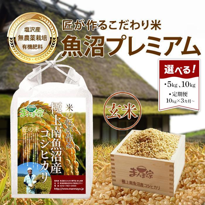 【ふるさと納税】【令和7年産】米 玄米 コシヒカリ南魚沼産 有機肥料 農薬不使用　5kg／10kg（5kg×2袋）／定期便10kg（3・6・12ヶ月） | お米 こめ 食品 コシヒカリ 人気 おすすめ 送料無料 魚沼 南魚沼 南魚沼市 新潟県 玄米