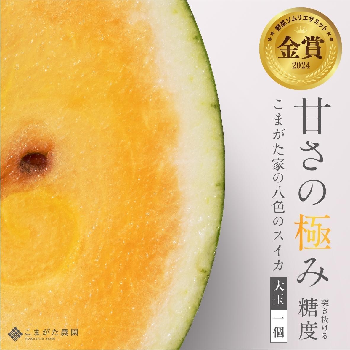 【ふるさと納税】【2025年7月下旬～8月上旬順次発送予定】糖度日本一・金賞W受賞 金色羅皇  最高級南魚沼八色産黄色スイカ「こまがた家の八色のスイカ」プレミアム大玉 1玉 | フルーツ 果物 くだもの 食品 人気 おすすめ 送料無料 数量限定