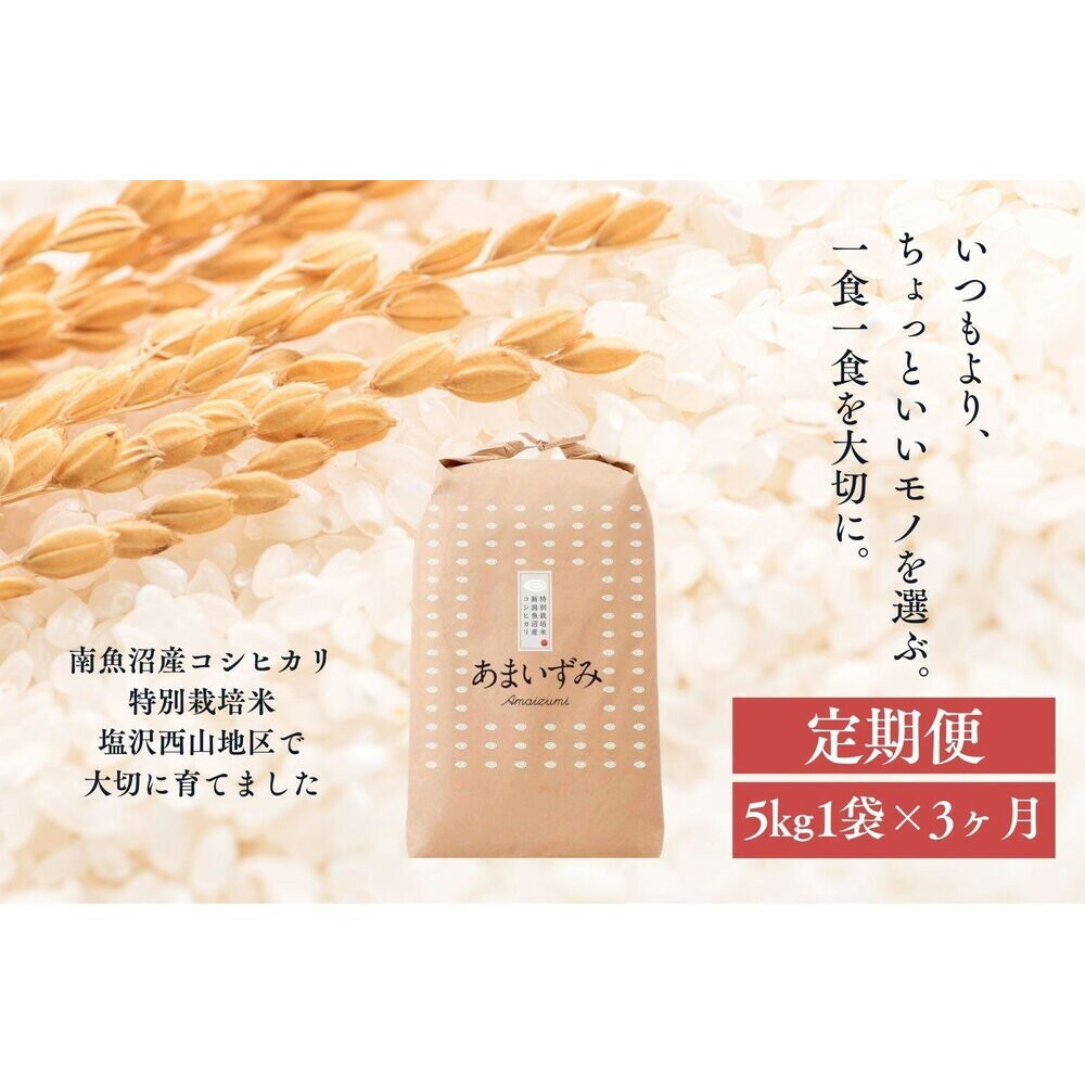 【ふるさと納税】【定期便　令和7年産新米予約】【玄米】令和7年度産 あまいずみ 南魚沼産コシヒカリ 5kg×3ヶ月【2025年10月上旬より順次発送予定】 | お米 こめ 食品 人気 おすすめ 送料無料