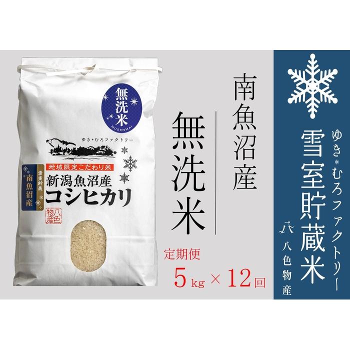 【ふるさと納税】【令和７年産】無洗米【定期便5kg&times;12回】雪室貯蔵米 南魚沼産コシヒカリ【定期便 銘柄米 ブランド米 無洗米 こしひかり コシヒカリ魚沼産 新潟米 新潟県産 産地直送 ご飯 御飯 ごはん お米 米 こめ コメ】｜新潟県南魚沼市