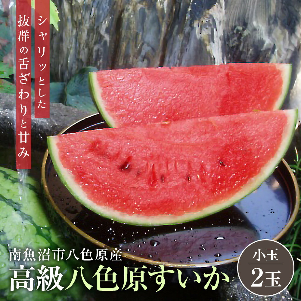 【ふるさと納税】先行予約【高級】八色原すいか小玉２玉【西瓜 スイカ すいか 小玉 季節限定 果物 フルーツ ギフト 名産地 産地直送 シャキシャキ 厳選 デザート 新潟県】【2026年7月中旬発送】【お届け日時指定不可】｜新潟県南魚沼市