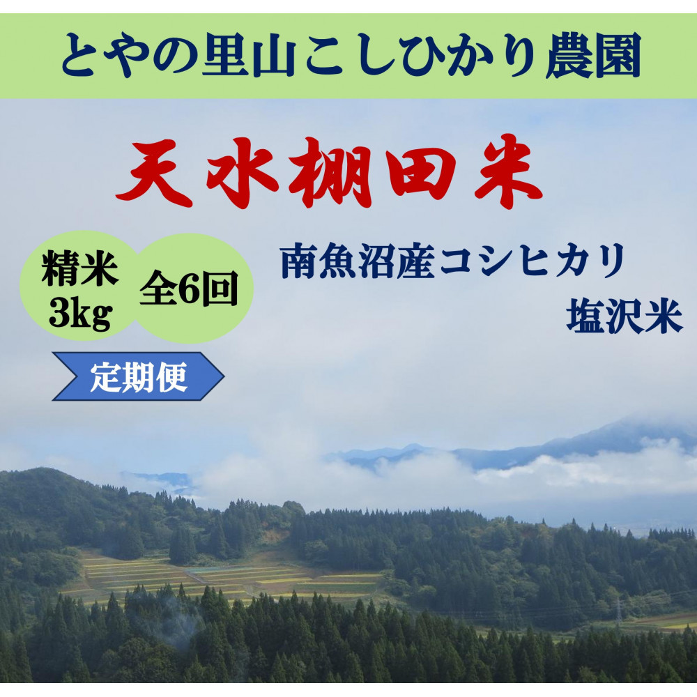 【ふるさと納税】令和8年産新米予約定期便【天水棚田米】特別栽培米雪蔵熟成塩沢産コシヒカリ精米3kg6回「とやの里山継承プロジェクト」【定期便 銘柄米 精米 こしひかり コシヒカリ 魚沼産 新潟米】【2026年10月下旬より順次発送予定】 | こしひかり コシヒカリ｜新潟県南魚沼市