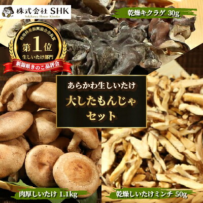 【ふるさと納税】あらかわ生しいたけ　大したもんじゃセット(生しいたけ、乾燥しいたけミンチ、乾燥キクラゲ)【配送不可地域：離島】【1442540】