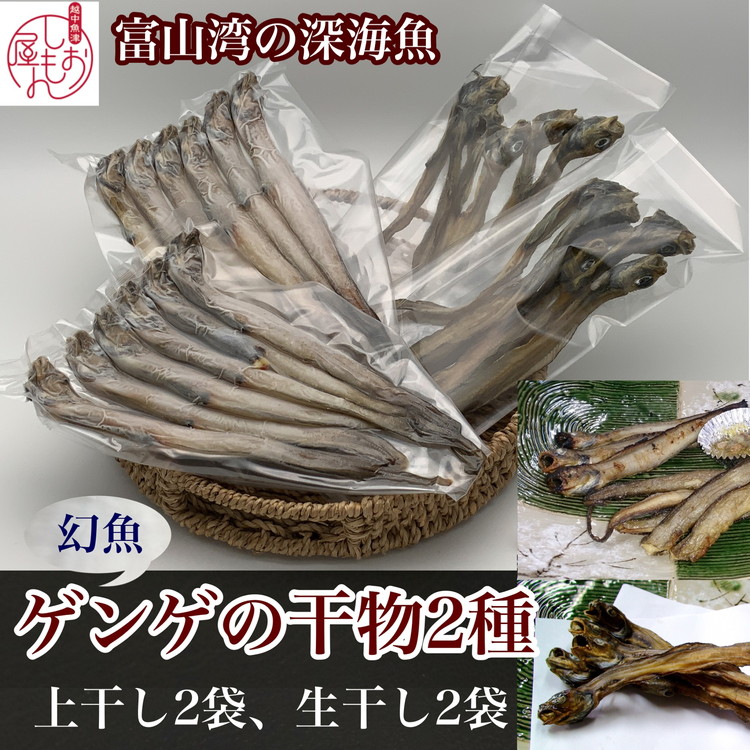 【ふるさと納税】【富山湾深海魚】ゲンゲの干物 2種セット(上干し・生干し 各2袋)|干物 魚 冷凍 焼き魚 朝食 ご飯のお供 日本酒 おつまみ セット 酒の肴 魚貝類 干物ギフト 旨味 白身 ノロゲンゲ 幻魚 Fish Seafood Dried 北陸 富山県 ※北海道、沖縄、離島配送不可|富山県魚津市