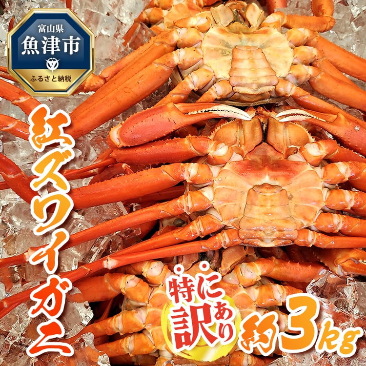 【ふるさと納税】【特に訳あり】魚卸問屋のベニズワイガニ 約3kg｜蟹 かに カニ ずわいがに ずわい蟹 訳アリ わけあり かにしゃぶ カニしゃぶ 国産 ボイル かに鍋 カニ鍋 蟹鍋 富山県産※2025年9月下旬～2026年5月下旬頃に順次発送予定※北海道・沖縄・離島への配送不可