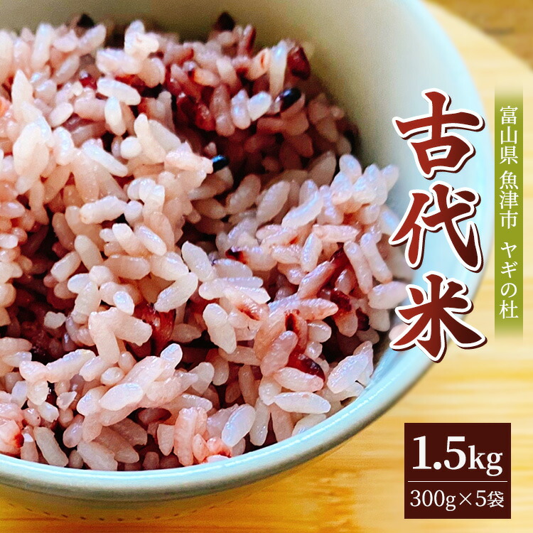 【ふるさと納税】古代米（玄米）1.5kg（300g×5袋） 富山県 ヤギの杜 魚津市 ｜ こめ コメ お米 おこめ 黒米 赤米 緑米 ビタミン びたみん ミネラル みねらる 伏流水 自慢 富山 魚津※北海道・沖縄・離島への配送不可