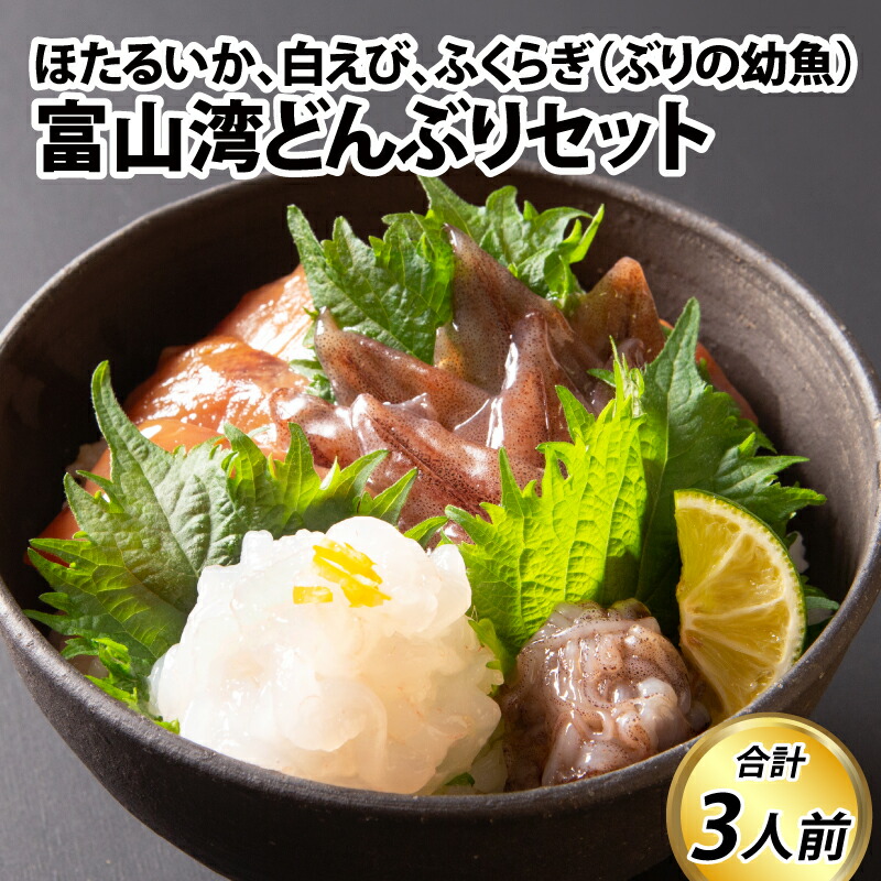 【ふるさと納税】海鮮丼 富山湾どんぶりセット 約３人前【数量限定】【能登半島地震復興支援】 / お歳暮 冷凍 朝どれ ほたるいか ホタルイカ 刺身 海老 白えび 白エビ ふくらぎ ブリ ぶり 漬け 観光 旬 ギフト お取り寄せグルメ 富山県 滑川市 国産 送料無料