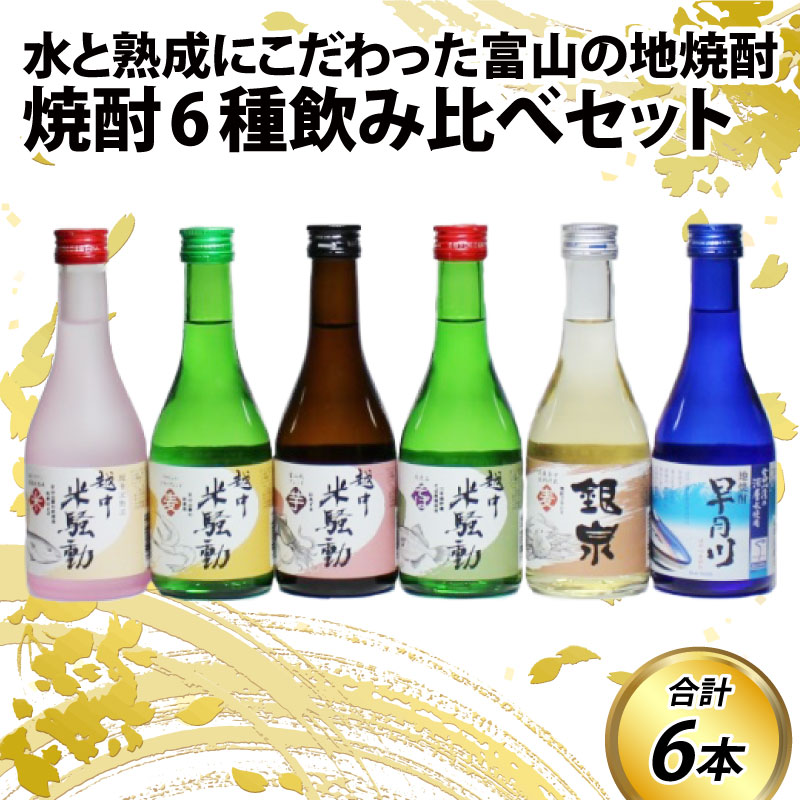 【ふるさと納税】焼酎６種飲み比べセット / お歳暮 年末年始 冬ギフト 焼酎 麦 米 芋 そば 飲みやすい 300ml 2合 6本 富山 滑川市 ロック 水割り お湯割り ストレート プレゼント ギフト