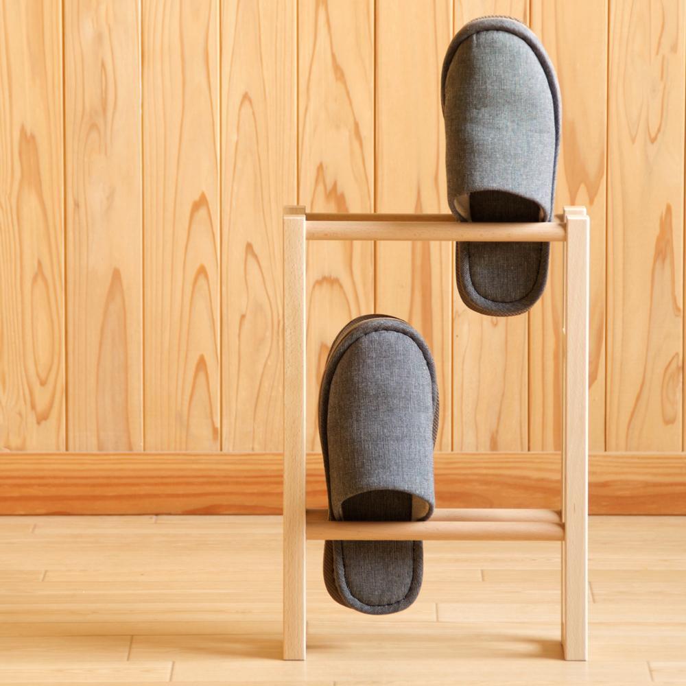 【ふるさと納税】木製「家庭用スリッパ仕合わせ（2段）自然的」 | 調度品 一般受け おすすめ 貨物輸送無料