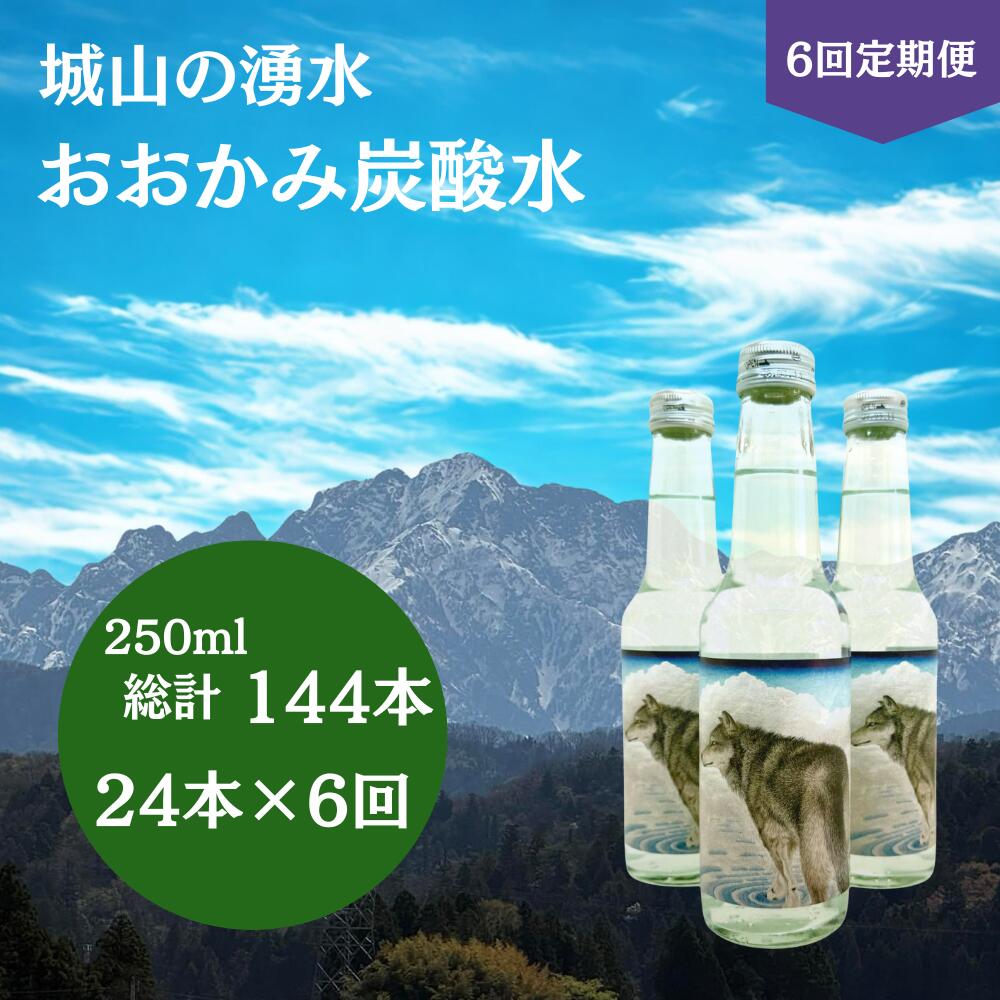 【ふるさと納税】【6回 定期便】 おおかみ炭酸水 250ml&times;24本 総計 144本 [城山の湧水 富山県 上市町 32280277-r6] 炭酸水 湧水 湧き水 スパークリングウォーター 軟水 長期保存｜富山県上市町