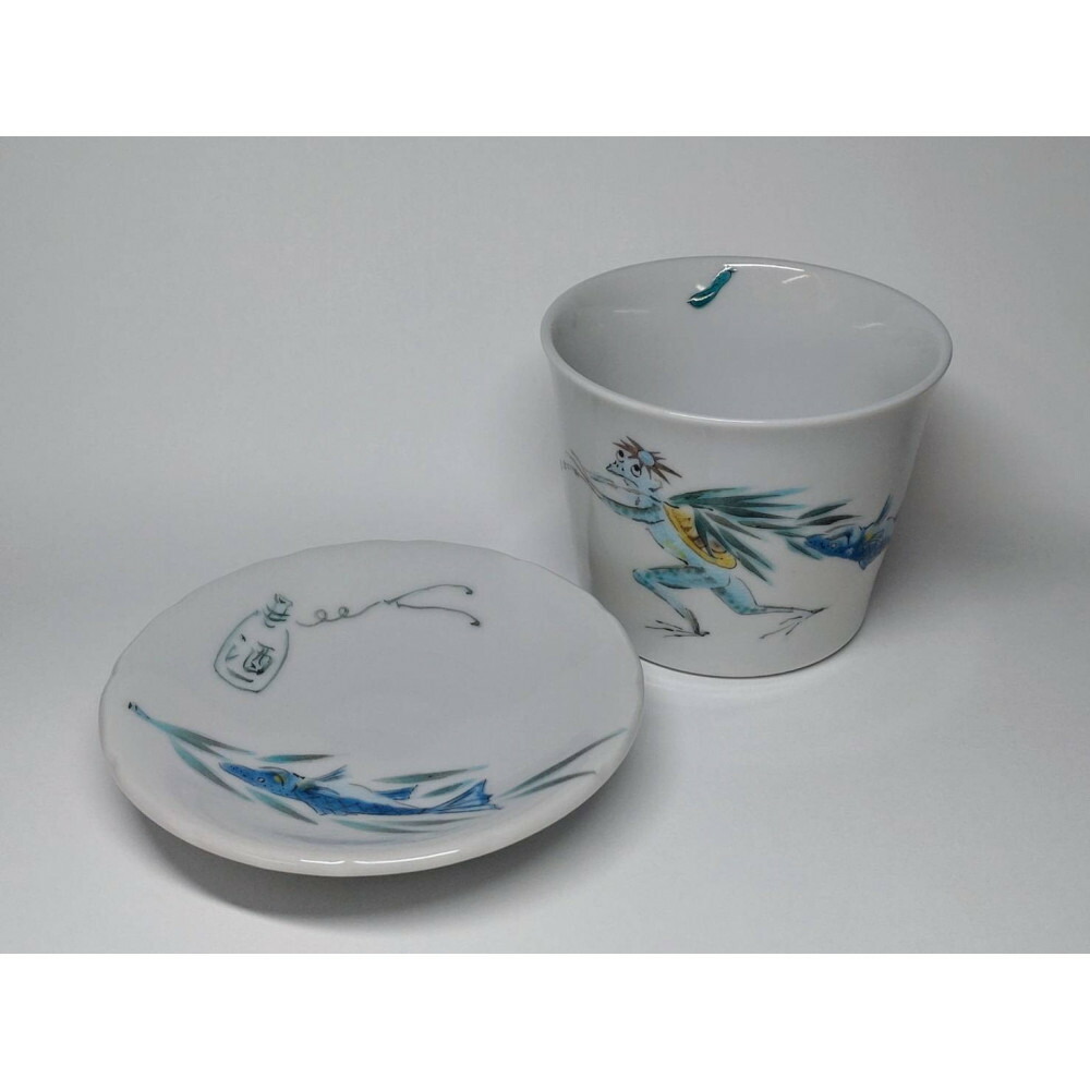 【ふるさと納税】目の前ちょこ・小皿書き割り 河童の昼ご飯 大漁 九谷焼 | 食器 日装置 雑貨 手作り 一般受け おすすめ 貨物輸送無料