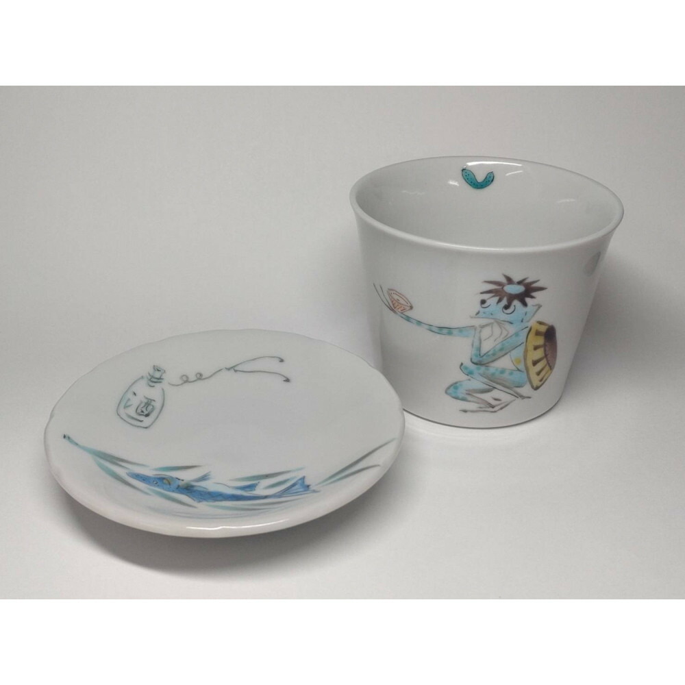 【ふるさと納税】目の前ちょこ・小皿書き割り 河童の昼ご飯 宴 九谷焼 | 食器 日装置 雑貨 手作り 一般受け おすすめ 貨物輸送無料