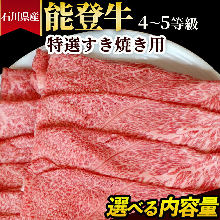 【ふるさと納税】\選べる内容量/石川県産 能登牛(4~5等級)特選すき焼き用|能登牛 牛肉 4~5等級 牛肩 モモ 300g 450g 600g スライス 国産 和牛 冷凍 冷凍配送 国産 すきやき 高級肉 石川県七尾市|石川県七尾市