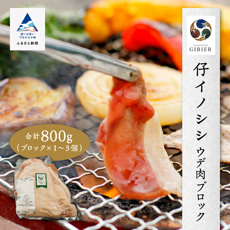 【ふるさと納税】 仔イノシシ ウデ肉 ブロック 800g いのしし 猪 イノシシ 肉 ジビエ グルメ お取り寄せ お中元 お歳暮 ギフト 小松市 石川県 010178【ジビエアトリエ加賀の國】