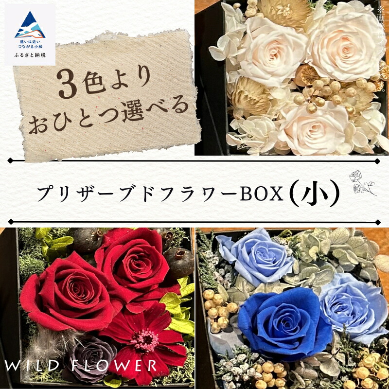 【ふるさと納税】 《色が選べる》プリザーブドフラワーBOX （小）インテリア 飾り お中元 お歳暮 ギフト 母の日 プレゼント 小松市 石川県 014048【WILDFLOWER】