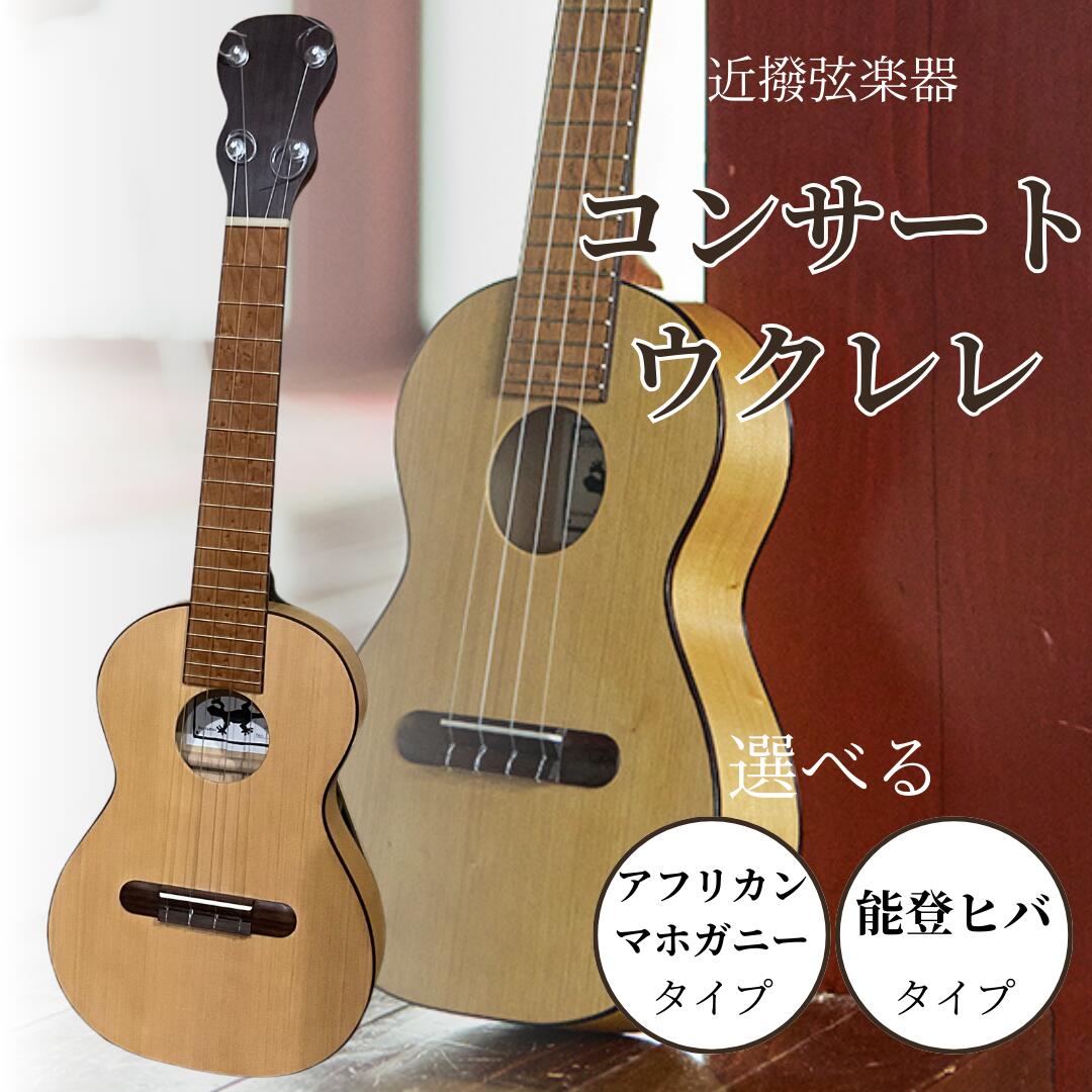 【ふるさと納税】コンサートウクレレ 選べる アフリカンマホガニータイプ / 能登ヒバタイプ 弦楽器 一点物 単板 漆 うるし 天然素材 小松市 石川県 792003 【近撥弦楽器】|石川県小松市