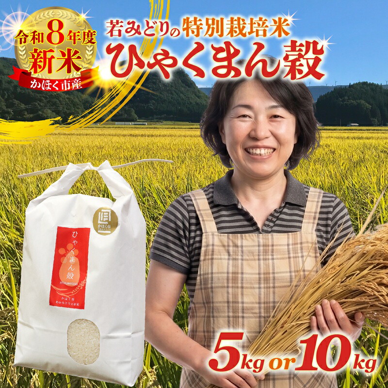 【ふるさと納税】【選べる容量・発送月】【11月～3月発送】若緑産 特別栽培米「ひゃくまん穀」5kg～10kg / 令和8年産 新米 米 単一原料米 ひゃくまんごく 国産 こめ コメ 食品 常温 ご飯 お取り寄せ｜石川県かほく市
