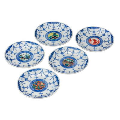 【ふるさと納税】九谷焼 4.5号皿揃 時代絵（５枚セット）a01 食器 キッチン雑貨 キッチンアイテム 雑貨 小物 お皿 丸皿 食卓 テーブルコーディネート