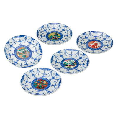 【ふるさと納税】九谷焼　5.2号皿揃　時代絵 （5枚セット）a01 工芸品