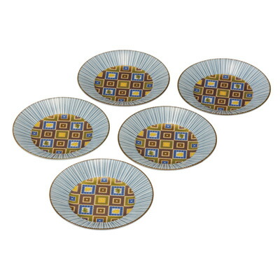 【ふるさと納税】九谷焼　5.2号皿揃　石畳 （5枚セット）a01 食器 キッチン雑貨 キッチンアイテム 雑貨 小物 お皿 丸皿 食卓 テーブルコーディネート