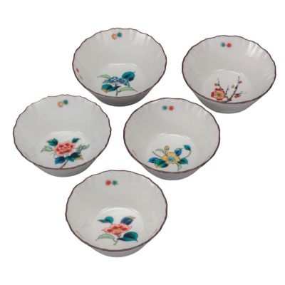 【ふるさと納税】九谷焼  3.5号小鉢揃 草花絵変り a01 食器 キッチン雑貨 キッチンアイテム 雑貨 小物 お皿 小皿 食卓 テーブルコーディネート