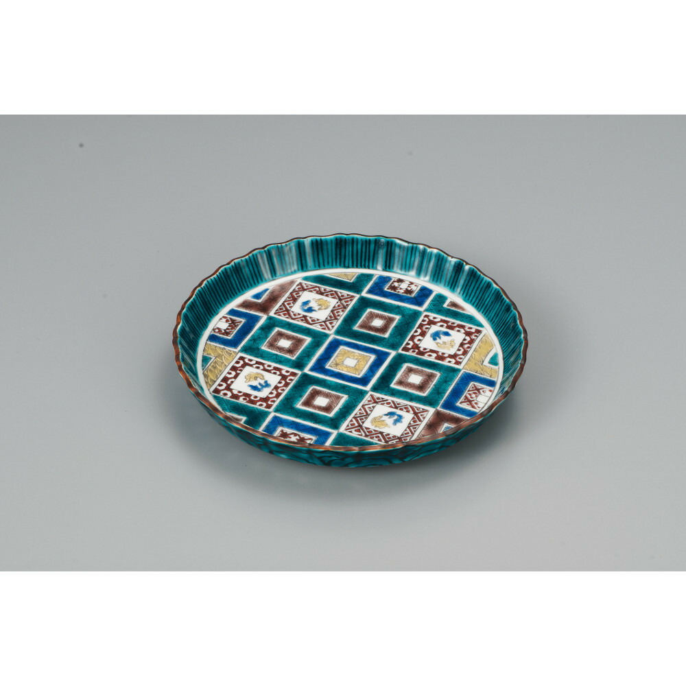 【ふるさと納税】九谷焼6.5号盛皿　石畳の図 a01 焼き物 民芸品 工芸品 食器｜石川県能美市