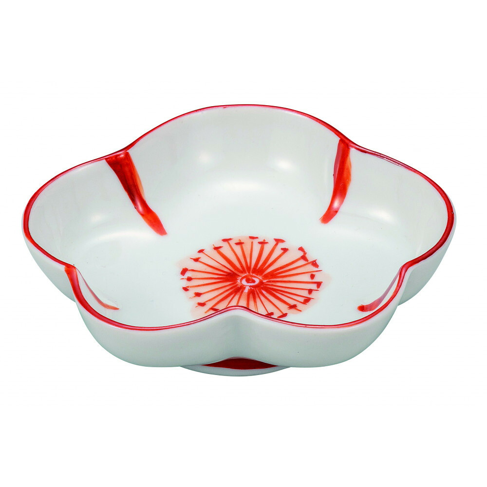 【ふるさと納税】九谷焼 3.5号皿・赤絵花文 5枚セット a01 民芸品 工芸品 焼き物 食器|石川県能美市