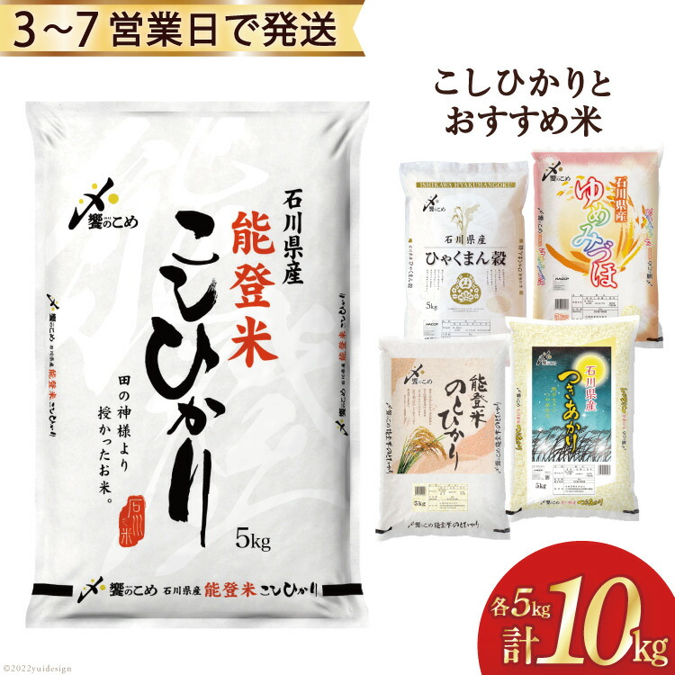 米 こしひかり おすすめ 各5kg 計10kg 令和4年 精米 白米 食べ比べ セット 中橋商事 石川県 宝達志水町 最大57%OFFクーポン