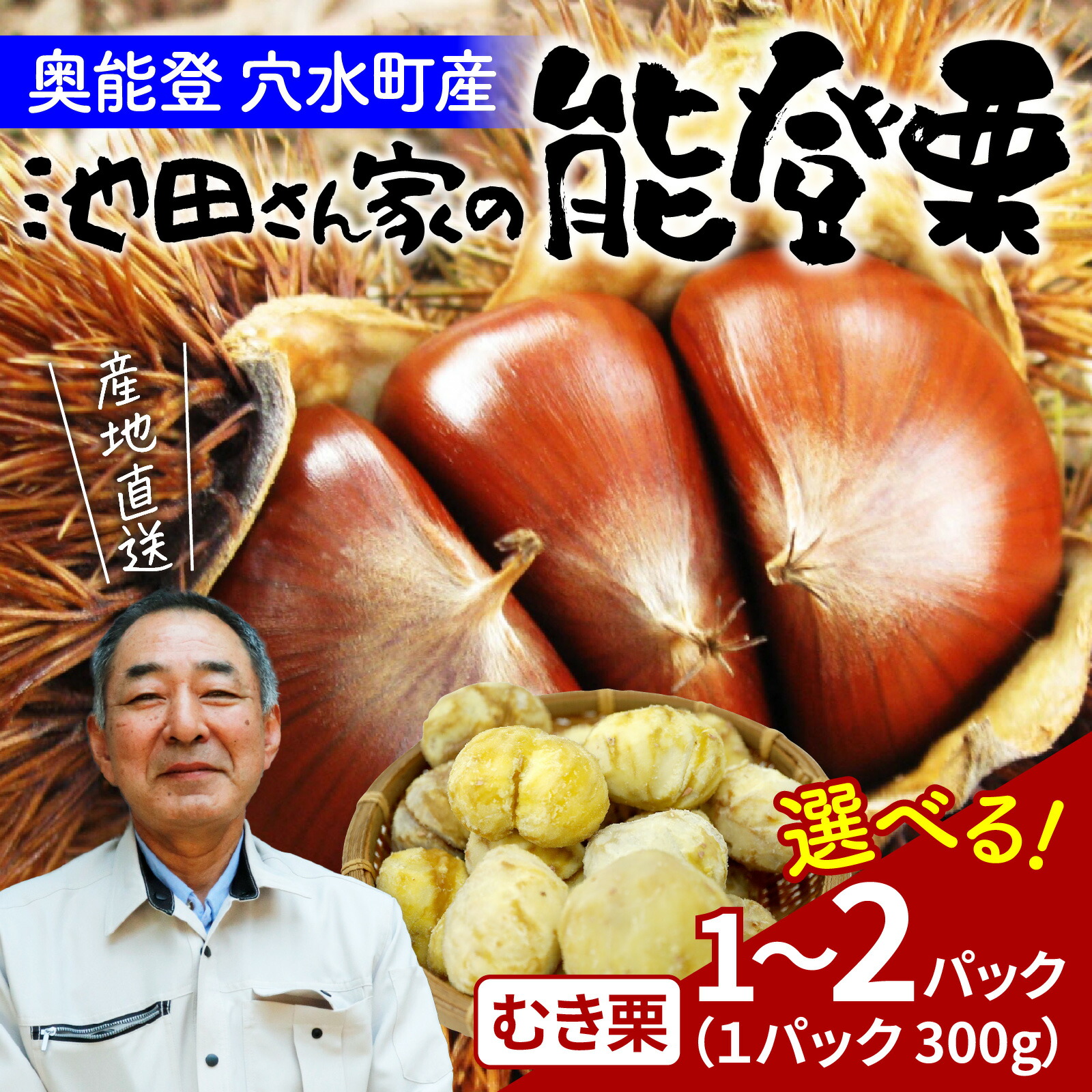 【ふるさと納税】【先行予約】容量選べる 池田栗園の能登栗（むき栗） 300g  or  600g 【2025年9月下旬以降順次発送】/能登半島 奥能登 くり マロン 和栗 焼き栗 栗ごはん 焼き栗 国産 果物 秋 スイーツ 甘露煮 皮むき 送料無料