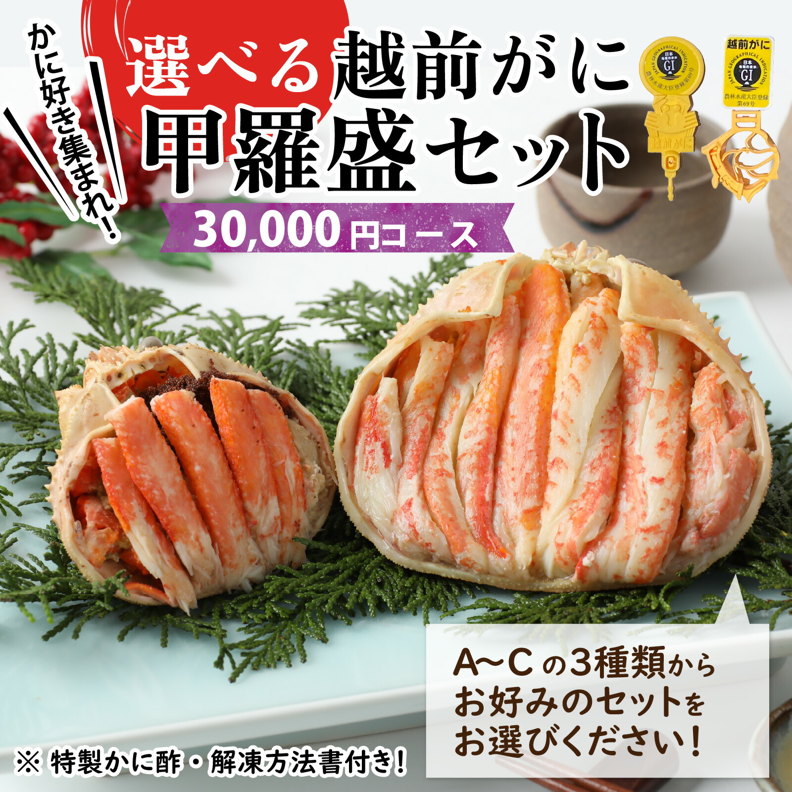【ふるさと納税】【訳あり】蟹好き集まれ！選べる越前蟹 甲羅盛セット【30,000円コース】 / かに カニ セイコガニ ズワイガニ せいこがに ずわいがに 越前がに 甲羅盛 かに酢 手軽 国産 冷凍配送 送料無料 [C-096005]