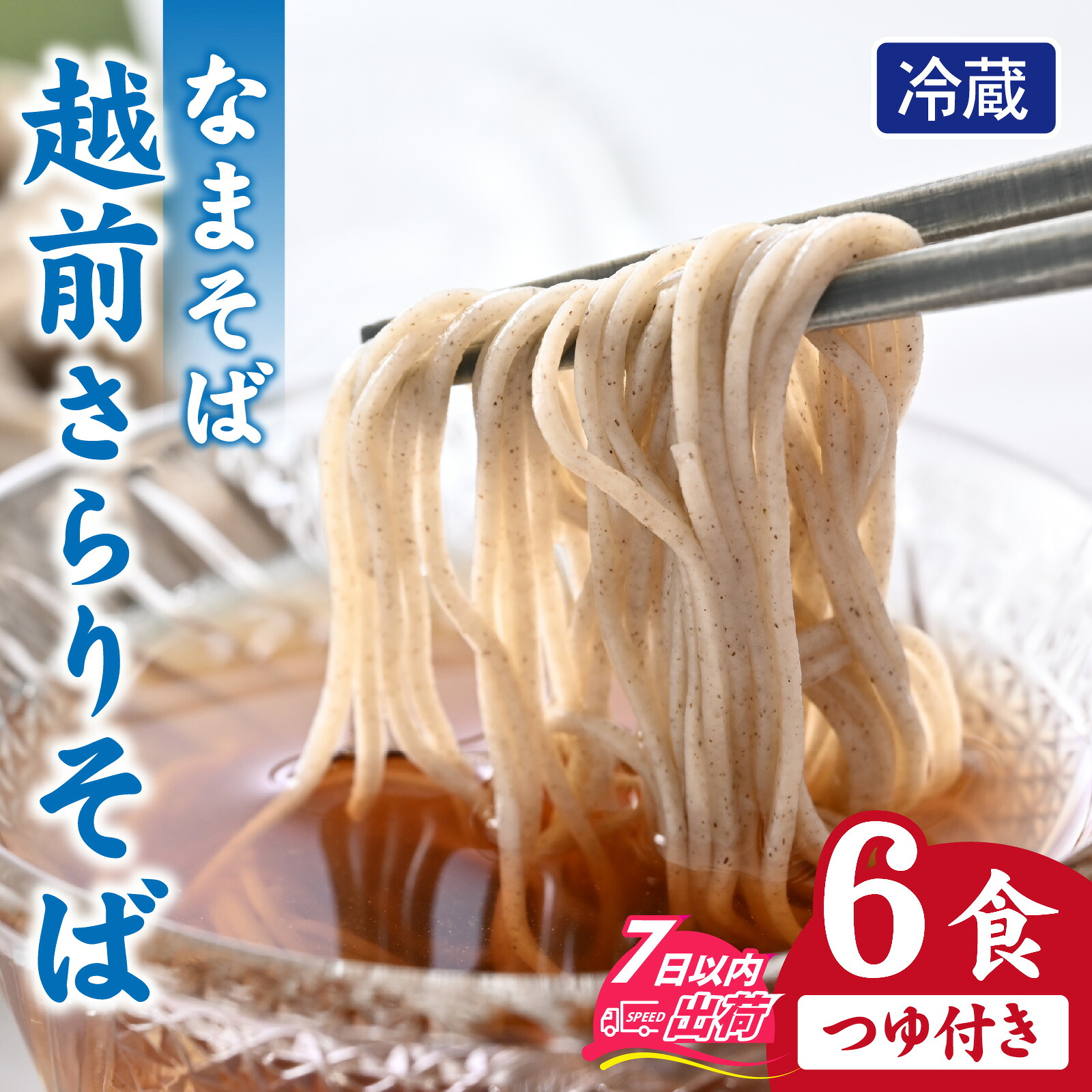 【ふるさと納税】越前さらりそば（なまそば）６食　そばつゆ付き / 越前そば そば 蕎麦 ソバ 冷蔵 送料無料 [A-146002]