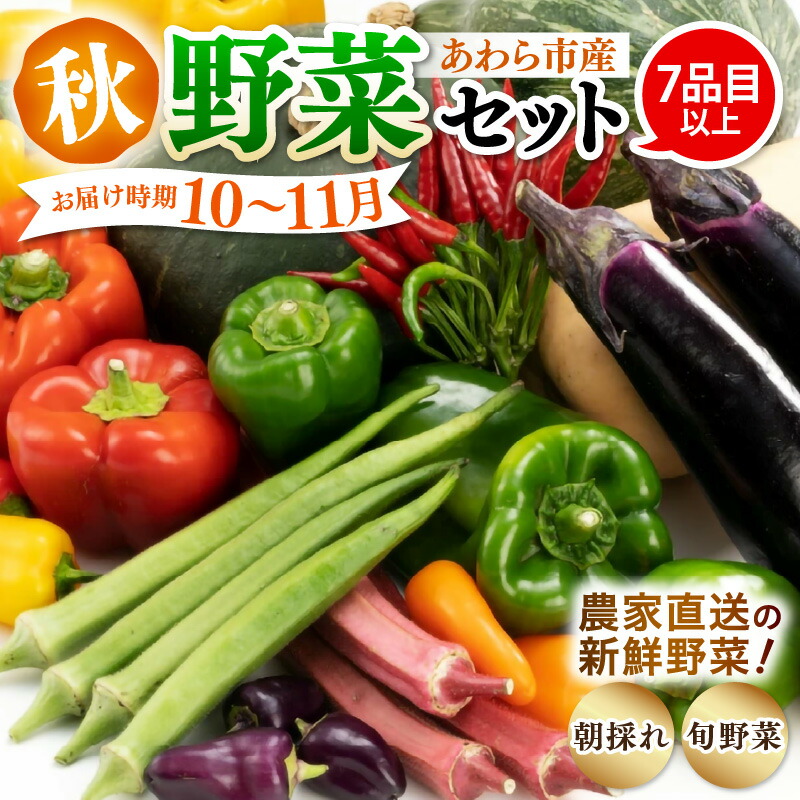【ふるさと納税】【先行予約】農家直送 秋野菜セット 1箱 7品目以上 《元気に育った新鮮野菜！》／ 5000円 季節 秋 野菜 ボックス BOX セット セレクト 農家 おまかせ 多品目 旬 詰め合わせ 福井 あわら市 ※2025年10月下旬以降発送