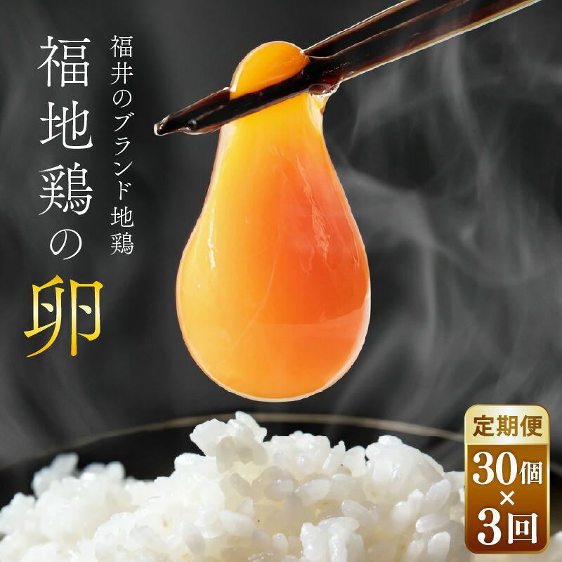 【ふるさと納税】【3ヶ月連続お届け】 福井ブランド 「福地鶏」 の卵 30個 濃厚で甘くておいしい！ 定期便 ／ 卵 たまご 鶏卵 生卵 有精卵 高級 高級卵 福地鶏 鶏 平飼い 美味しい こだわり 3ヶ月 定期便 卵かけご飯 料理 あわら市 福井県産