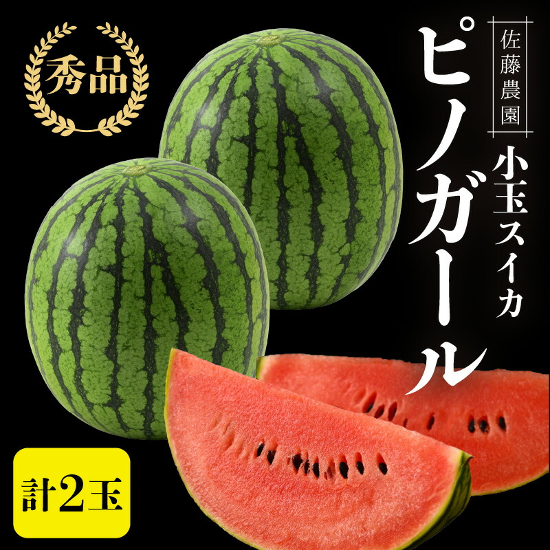 【ふるさと納税】【先行予約】佐藤農園の小玉スイカ ピノガール 2玉（計3.6kg～5kg）／福井県 あわら市 フルーツ 夏 果物 西瓜  秀品 農家直送 有機肥料 低農薬 佐藤農園※2025年6月上旬より順次発送予定