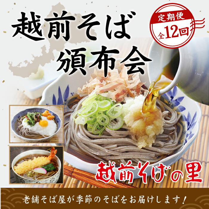 【ふるさと納税】【12回定期便：寄附翌月スタート】そばランキング常連 越前そばの里 毎月違う「越前そば」が届く お楽しみ頒布会 送料無料 福井県 越前市 そば 越前そば （18209）