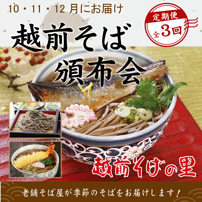 【ふるさと納税】【3回定期便：2025年10月スタート】そばランキング常連 越前そばの里 毎月違う「越前そば」が届く お楽しみ頒布会 送料無料 福井県 越前市 そば 越前そば （18209）