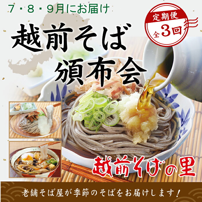 【ふるさと納税】【3回定期便：2026年７月スタート】そばランキング常連 越前そばの里 毎月違う「越前そば」が届く お楽しみ頒布会 送料無料 福井県 越前市 そば 越前そば （18209）