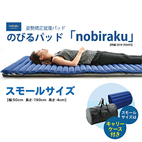 【ふるさと納税】姿勢矯正 就寝パッド nobiraku "ノビラク"【スモールサイズ・キャリーケース付き】（通常タイプ）/送料無料 福井県 越前市 首 肩 腰 腰痛 頸椎 のびらく マットレス コンパクト (18209)｜福井県越前市
