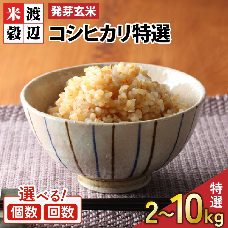 【ふるさと納税】＜寄附額見直しました！＞【令和7年産】【発芽玄米】 コシヒカリ「特選」 特別栽培米使用 1袋 / 2袋 / 3袋 / 5袋 (2kg～10kg) 【選べる個数 / 発送回数】 2ヶ月 3ヶ月 定期便 無洗米 米 こしひかり 玄米 ギャバ GABA 食物繊維 栄養 真空パック ごはん ご飯