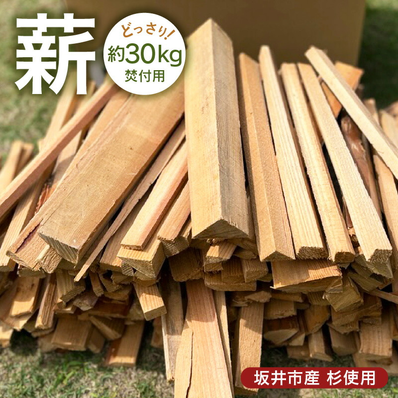 【ふるさと納税】焚付用 杉 薪 針葉樹 （坂井市産杉） 約30kg アウトドアや薪暖房器の焚き付け用に！ 【福井県坂井市産】 【 杉 スギ 薪暖房器 アウトドア 難民キャンプ かがり火 煖炉 石窯 血縁グループ 】