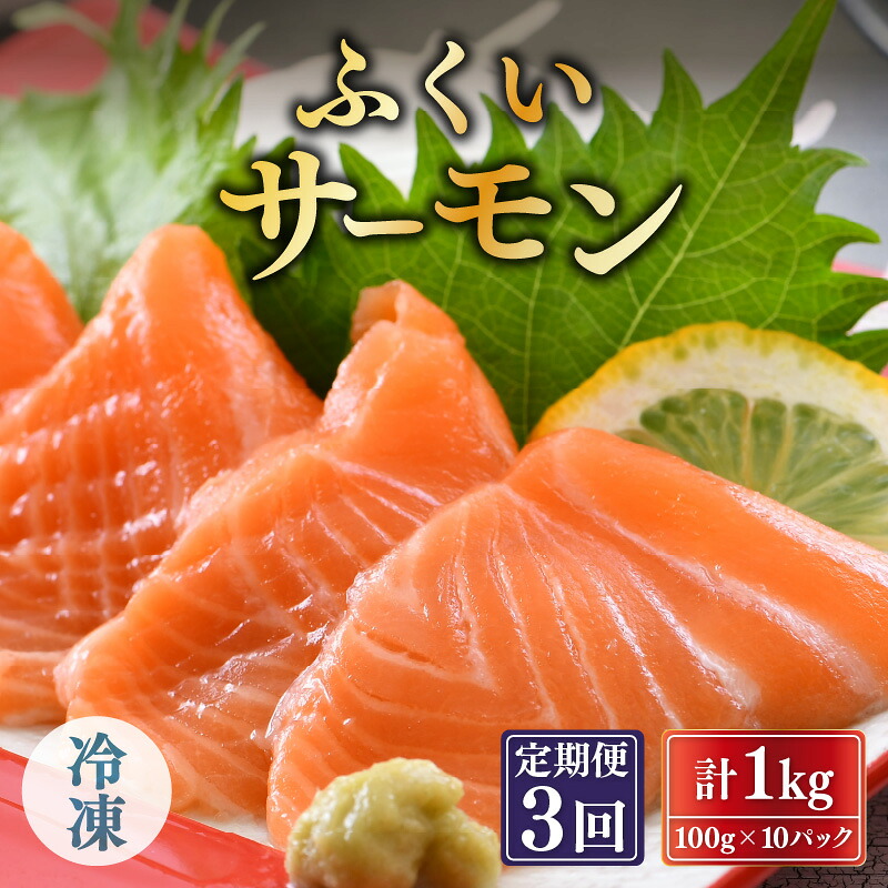 【ふるさと納税】【3ヶ月連続お届け】ふくいサーモン 1kg (刺身用) 真空冷凍 100g&times; 10パック &times; 3回【サーモン 鮭 刺身 さけ サケ さかな 魚 人気 海鮮 海鮮食品 小分け お刺身用 生食用 生食可 冷凍 国産】｜福井県坂井市 105,000円