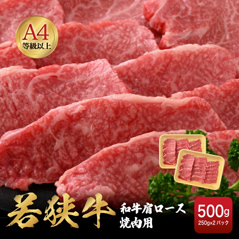 【ふるさと納税】「福井県ブランド牛肉」若狭牛 和牛肩ロース焼肉用 計500g （250g &times; 2パック）福井県産 肩ロースA4等級 以上を厳選！【牛肉 黒毛和牛 黒毛 和牛 冷凍 小分け バーべキュー グルメ】 [e02-b009]｜福井県越前町