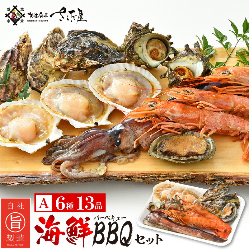【ふるさと納税】厳選！海鮮BBQ≪A≫セット（6種13品、3～4人用） 牡蠣 イカ ホタテ エビ サザエ  アワビ バーベキュー アウトドア 網焼き 冷凍便 お手軽  [e04-a069]