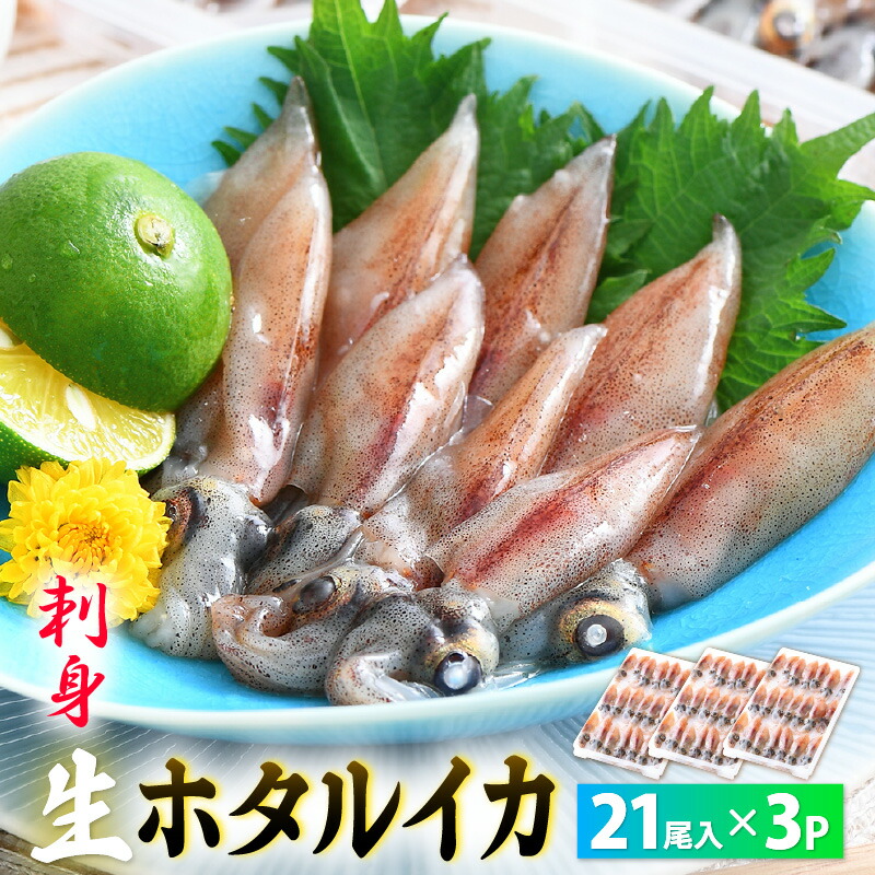 【ふるさと納税】【TVで紹介！】 急速冷凍 生 ホタルイカ 21尾入 × 3パック 合計約420g（刺身・しゃぶしゃぶ用）小分け 鮮度抜群【ほたるいか おつまみ 酒の肴 お取り寄せ グルメ 冷凍 宅飲み】
