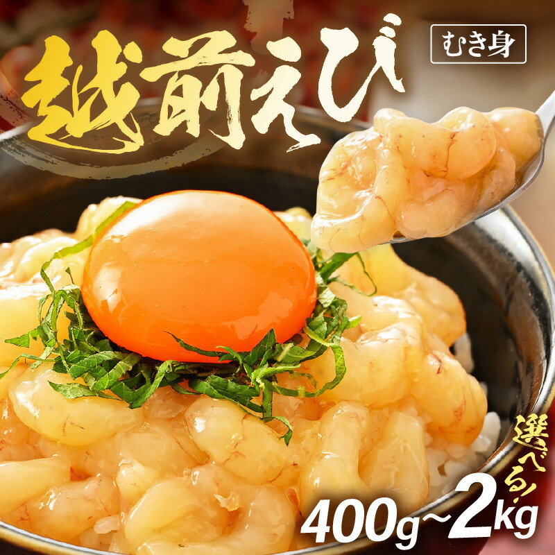 【ふるさと納税】 殻むき不要！幻と呼ばれる「越前えび」（むき身）400g（200g × 2袋）～ 背わた処理済 【天然 日本海 越前町産 鮮度抜群 国産 ブランド エビ がまエビ ガサエビ ガラエビ むきエビ 小分け えび 福井県 グルメ ギフト】