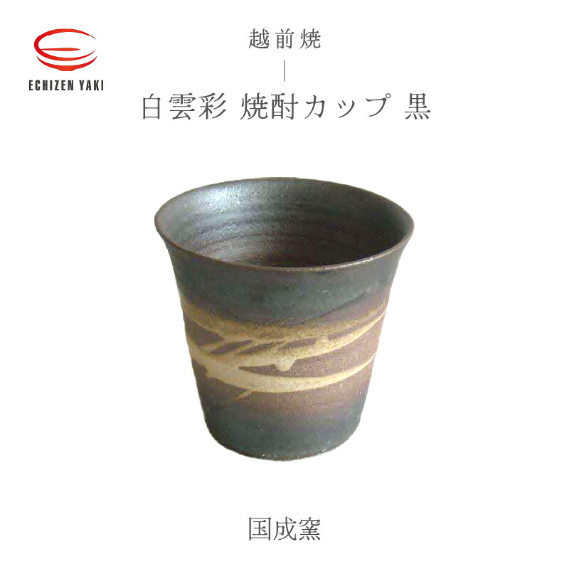 【ふるさと納税】【越前焼】白雲彩 焼酎カップ（黒）国成窯【珈琲 コップ カップ マグカップ 食器 ギフト うつわ 電子レンジ 食洗機 工芸品 陶芸作家 陶器 】｜福井県越前町