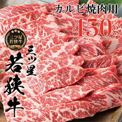 【ふるさと納税】三ツ星 若狭牛 カルビ 焼肉用 450g 高島屋 選定品 焼肉 黒毛和牛 和牛 ブランド牛 牛肉 牛 肉 お肉 ビーフ 焼き肉 BBQ バーベキュー 冷凍 冷凍配送 福井県 福井 若狭町 若狭｜福井県若狭町 26,000円